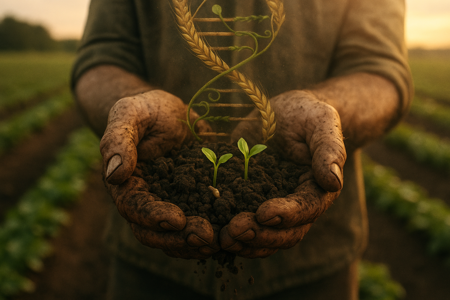 Could you generate a realistic images that shows that farming is part of our DNA